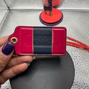 Coach Patent Leather Bag Tag – Pink & Navy